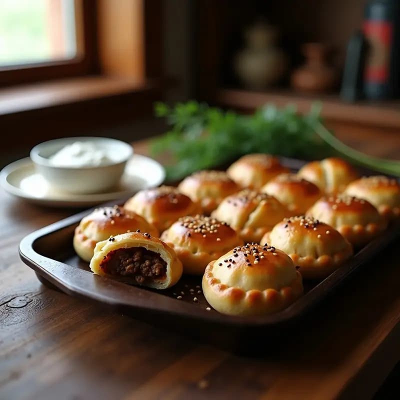 Pirozhki Rusos de Carne y Repollo: Empanadillas Horneadas con Toque Especiado
