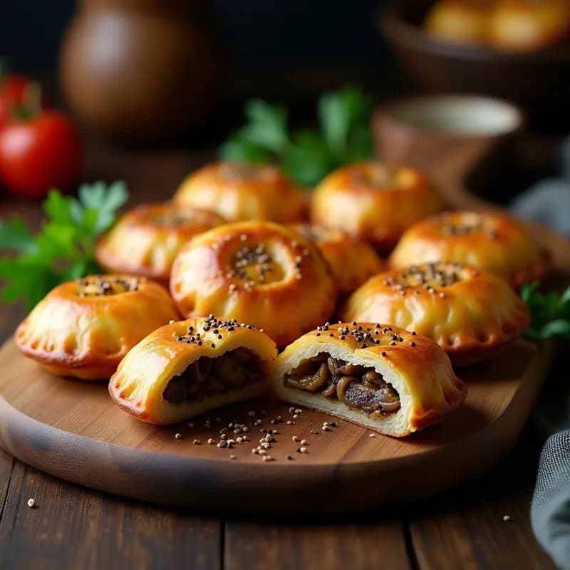 Pirozhki de Champiñones y Cebolla: Receta Rusa en Airfryer con Masa de Centeno