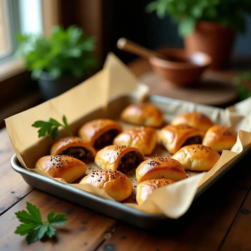 Pirozhki Rusos con Relleno de Champiñones y Cebolla: Aperitivo Horneado y Reconfortante