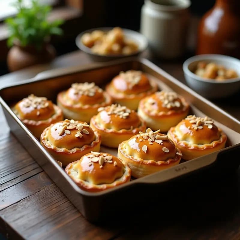 Pirozhki Rusos de Col Fermentada y Champiñones: Aperitivo Horneado Sin Lactosa
