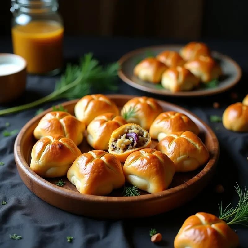 Pirozhki de Col Fermentada y Hongos: Receta Rusa en Thermomix