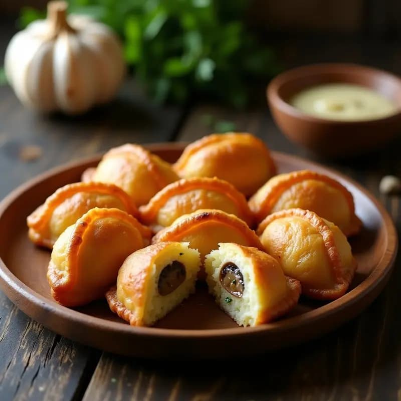 Pirozhki de Patata y Champiñones: Bollos Rusos Fritos sin Lácteos
