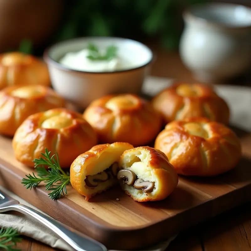 Pirozhki Rusos de Puré de Patatas y Champiñones: Aperitivo Crujiente y Reconfortante en Airfryer