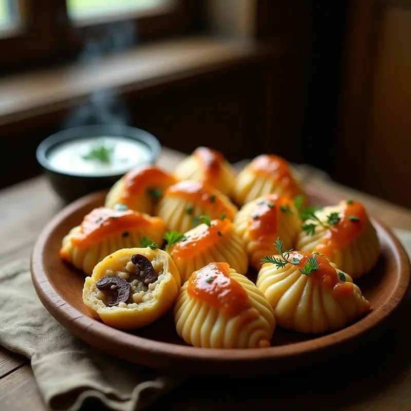 Pirozhki Rusos de Patata y Hongos: Aperitivo Caliente Relleno al Horno