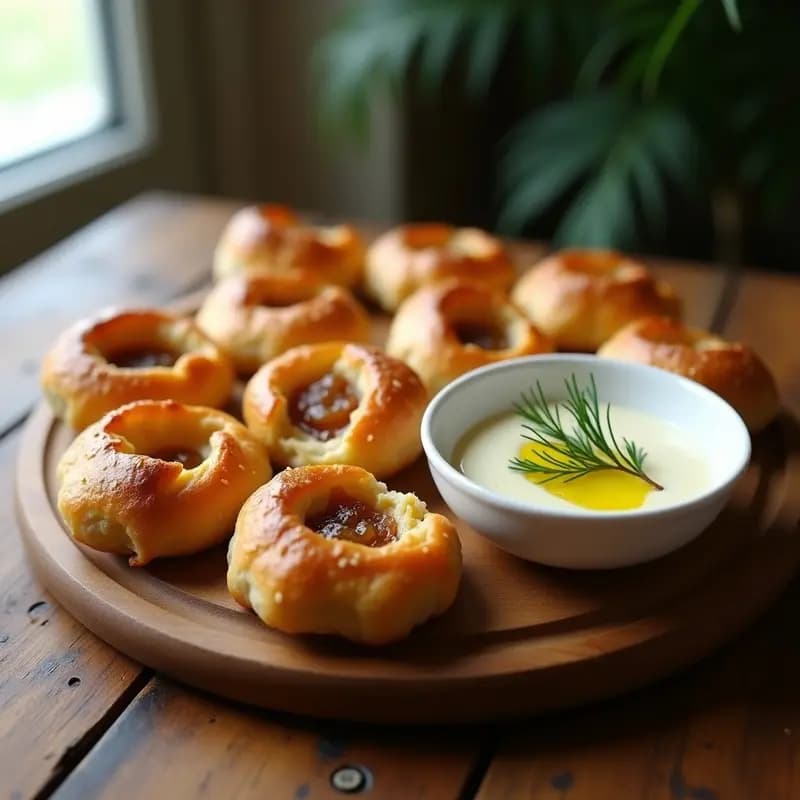 Pirozhki Rusos de Puré de Garbanzo y Cebolla Caramelizada: Aperitivo Vegano al Horno
