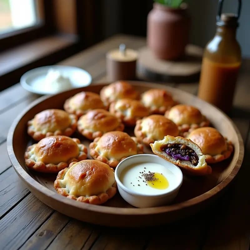 Pirozhki Rusos Rellenos de Setas y Repollo: Aperitivo Crujiente para Compartir