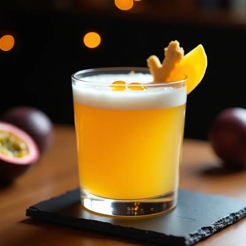 Pisco Sour de Maracuyá y Jengibre con Claras de Huevo: Cóctel Peruanos Sin Azúcar Añadido