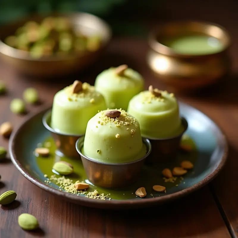 Pistachio Kulfi con Cardamomo: Helado Indio Vegano y Sin Lácteos en Molde
