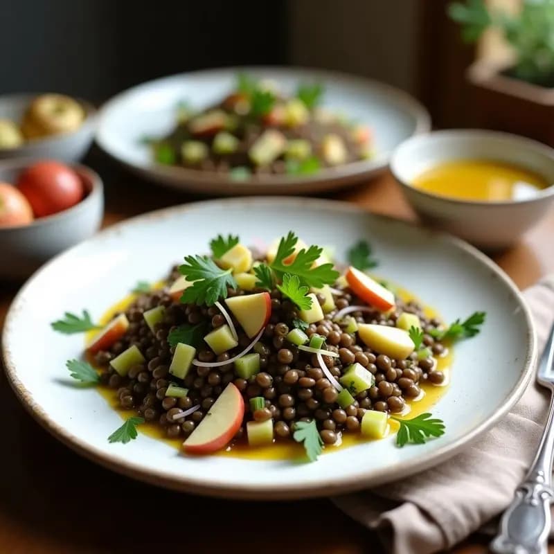 B pistequi de Lentejas con Vinagreta de Mostaza y Miel: Ensalada Francesa Proteica