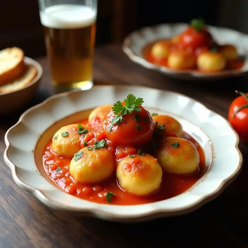 Pistillos a la Madrileña con Tomate y Pimientos: Tapa Tradicional de la Taberna