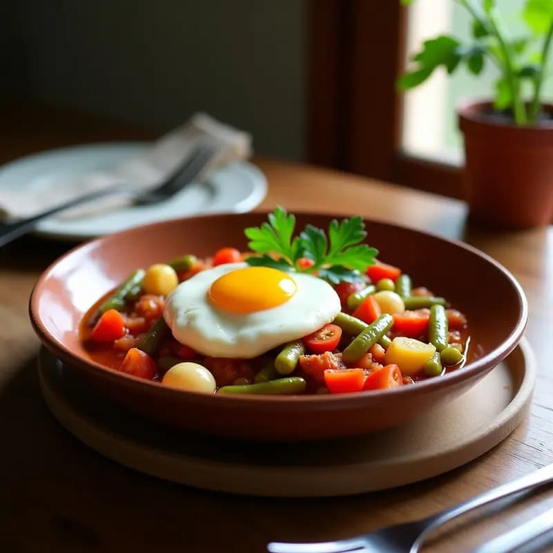 Pisto de Alcachofas y Habas con Huevo Escalfado: Receta de Primavera Alta en Fibra y Proteína