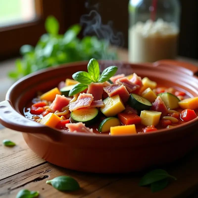Pisto de Calabacín y Alcachofas con Jamón Serrano: Guiso de Verduras con Toque Salado