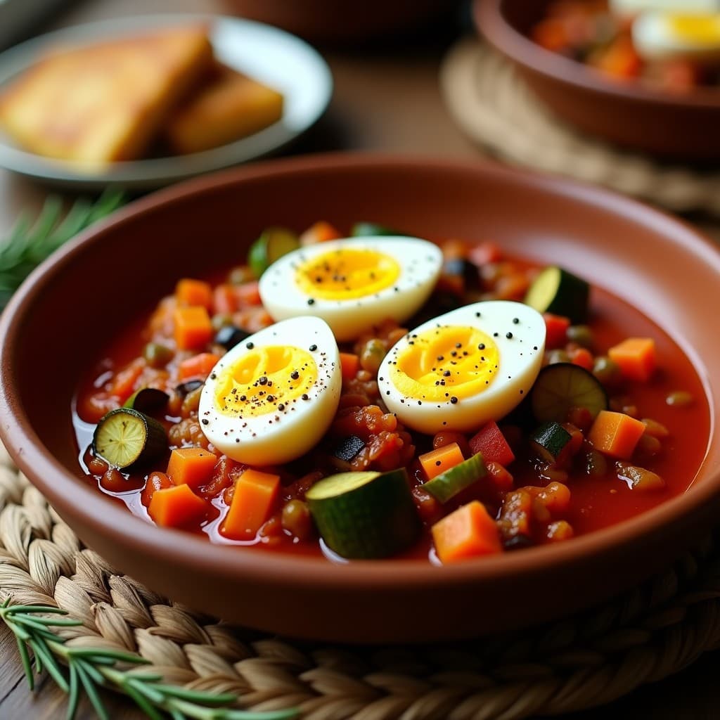 Pisto de Calabacín y Berenjena con Huevos Escabechados: Receta Española en Olla Express