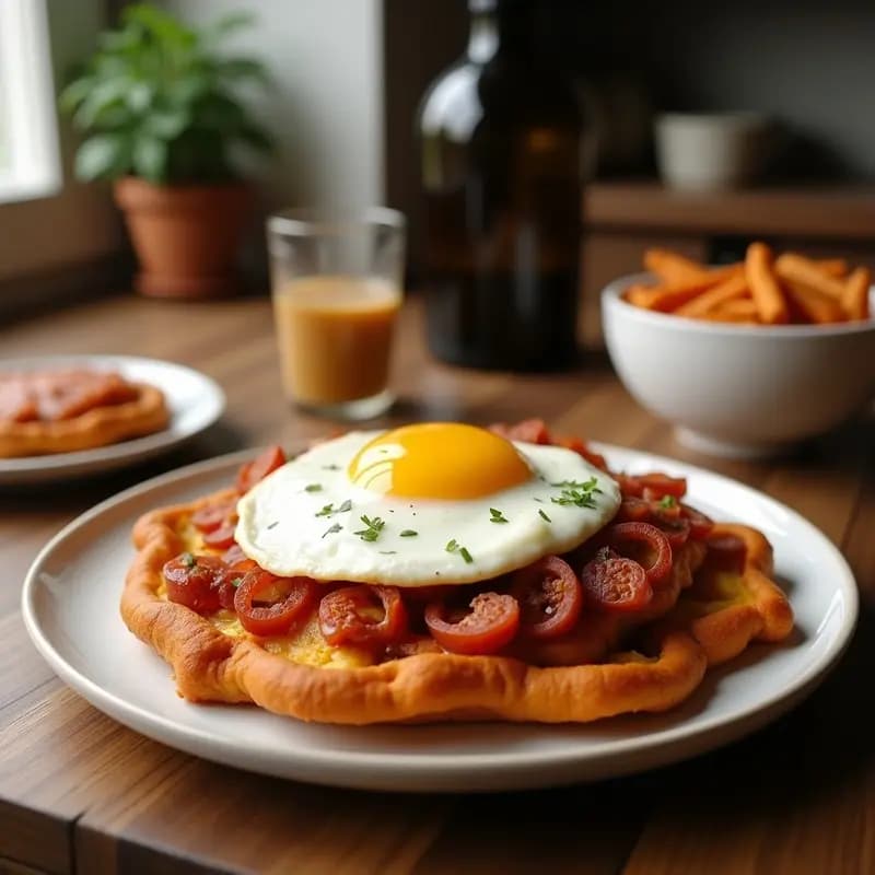 Pisto con Huevo Frito y Chorizo: Versión Manchega del Ratatouille Francés