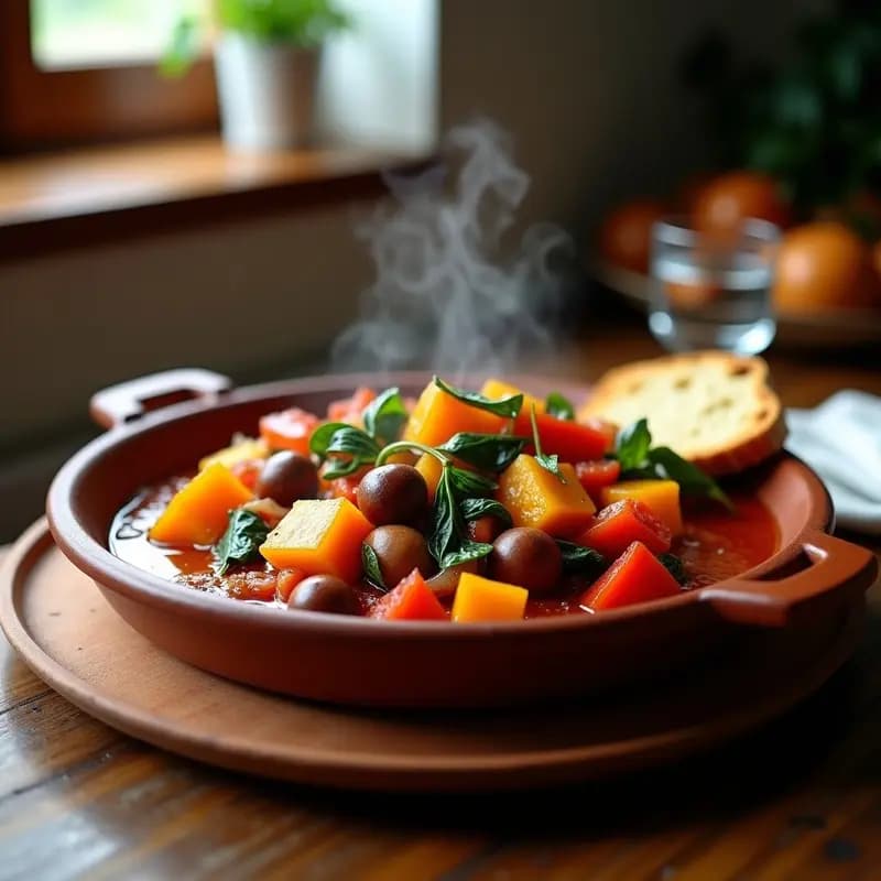 Pisto de Invierno con Calabaza y Castañas: Guiso de Temporal en Cazuela de Barro