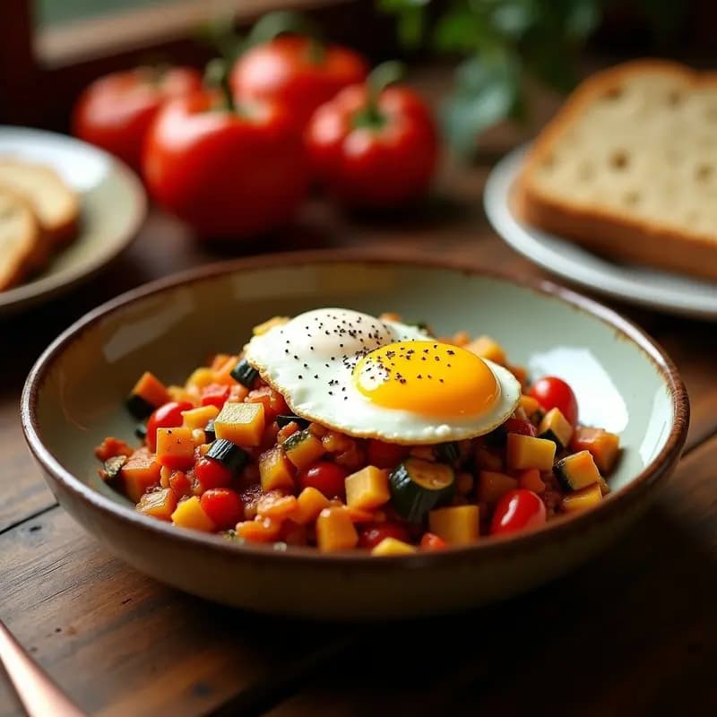 Pisto Manchego con Atún y Huevos Escalfados: Receta de Aprovecho Sin Desperdicios