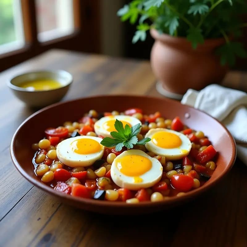 Pisto Manchego con Huevo Escabechado: Receta de Verano Fácil y sin Gluten