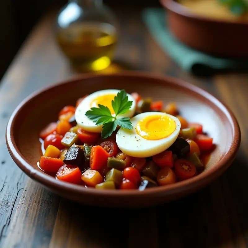 Pisto Manchego con Huevo Escabechado: Receta de la Abuela en Sartén Antiadherente