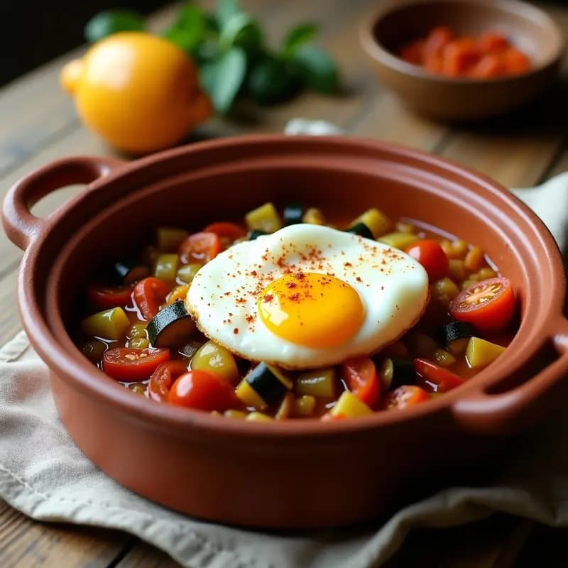 Pisto Manchego con Huevo Poché: Plato de Cuchara Sin Pan y Sin Gluten
