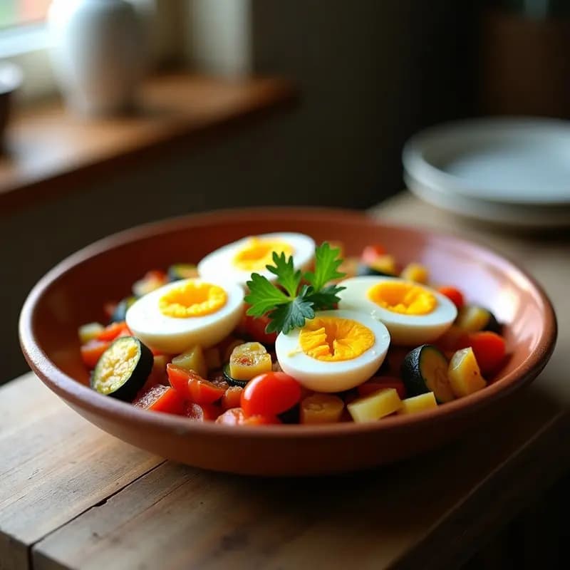 Pisto Manchego con Huevos Escabechados: Receta de Verano para Comer Frío