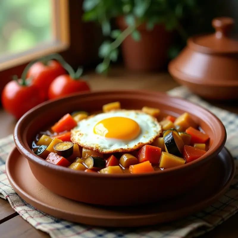 Pisto valenciano con huevo frito: Guiso de verduras reconfortante y sin gluten