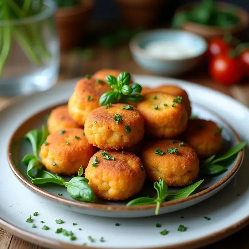 Pitaroudia de Garbanzos y Hierbas Frescas: Croquetas Griegas Sin Gluten en Airfryer