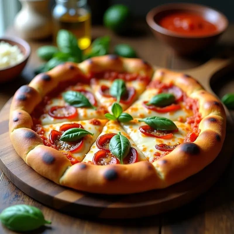 Pizza 4 Estaciones con Costra de Mozzarella Rellena: Cheat-Meal Italiano en 30 Minutos
