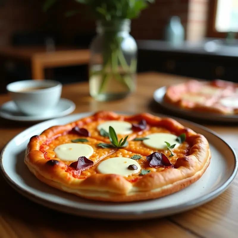 Pizza 4 Quesos con Base de Donut Glaseado y Toppings Dulces y Salados: Explosión de Sabores