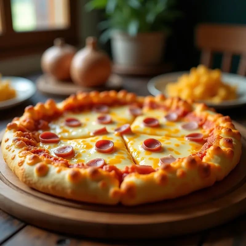 Pizza 4 Quesos con Base de Macarrones Fritos: Explosión de Carbohidratos y Grasa