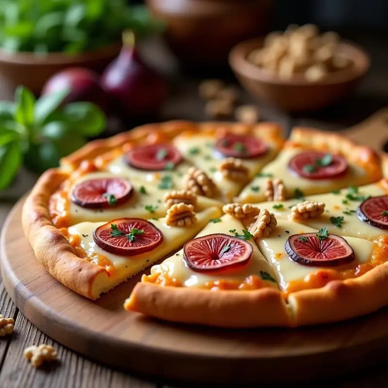 Pizza 4 Quesos con Base de Pan de Molde y Toppings de Mermelada de Higos y Jamón Serrano