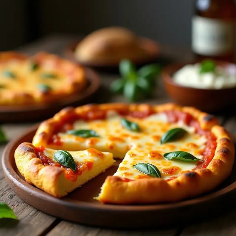 Pizza de 4 Quesos con Base de Polenta Frita: Receta Italiana Crujiente
