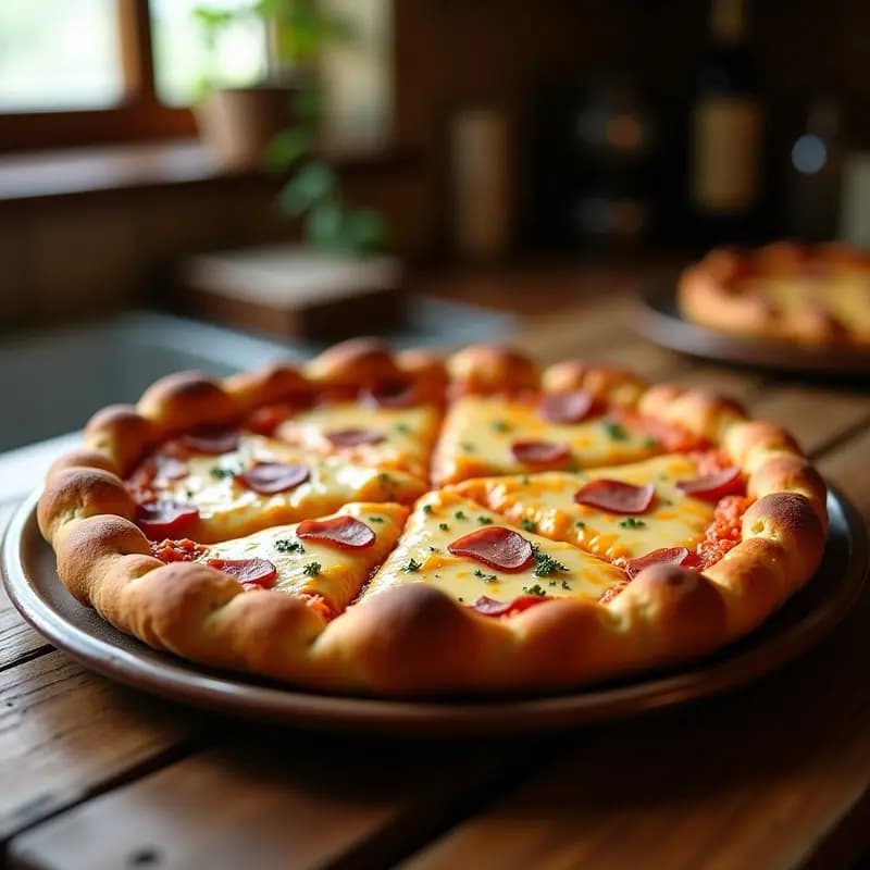 Pizza 4 Quesos con Costra de Pan de Ajo y Jamón Serrano: Receta para Noche de Película