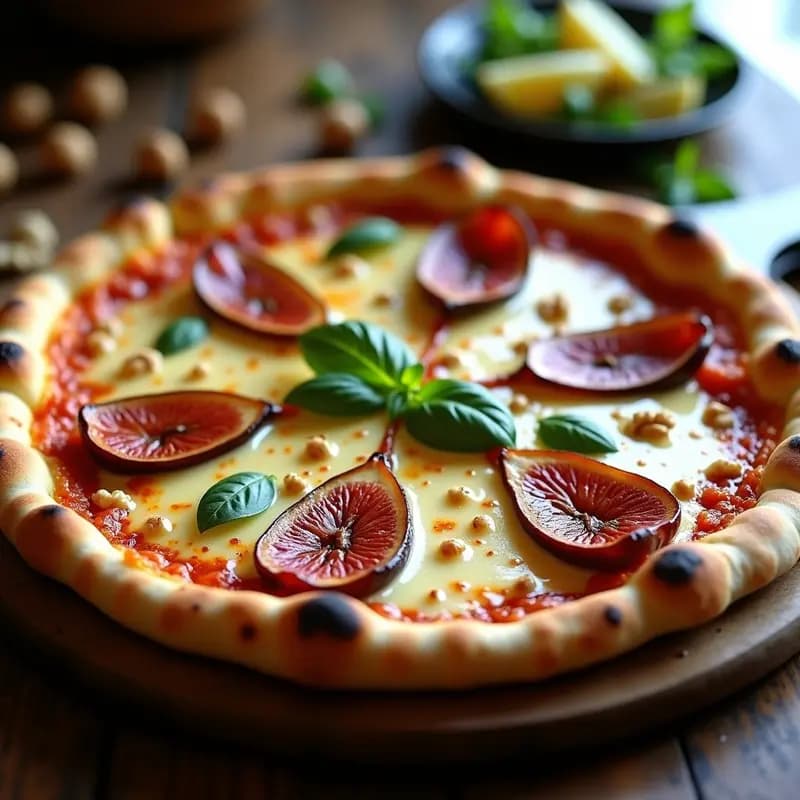 Pizza de 4 Quesos Fundidos, Jamón Serrano y Higo Caramelizado: Dulce y Salado en un Bocado