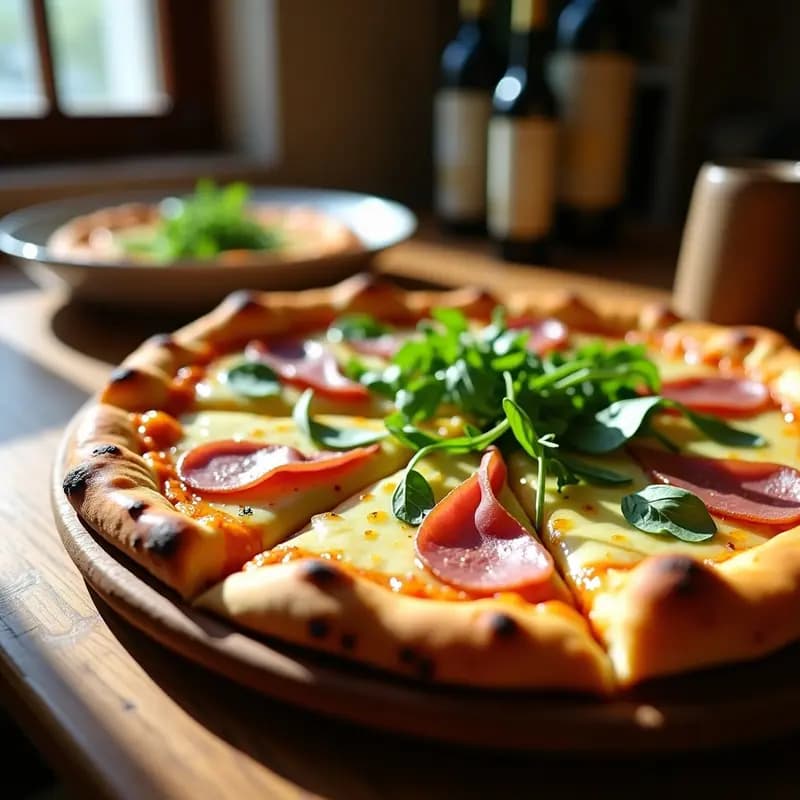 Pizza de 4 Quesos con Mantequilla de Ajo, Jamón Serrano y Rúcula: Combinación Perfecta
