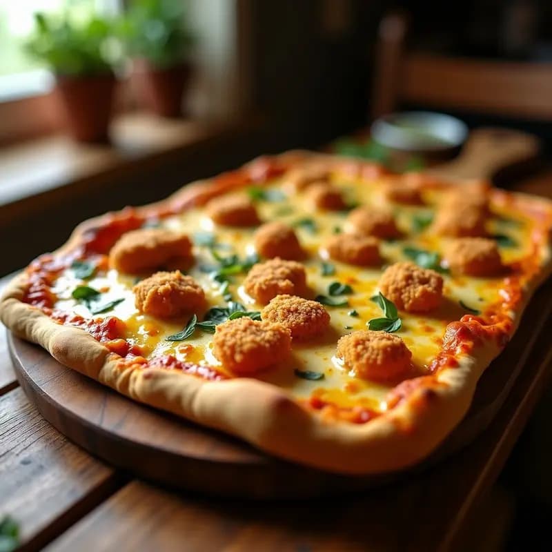 Pizza de 4 Quesos con Mantequilla de Ajo y Trozos de Pollo Crujiente: Comida Basura en su Máxima Expresión
