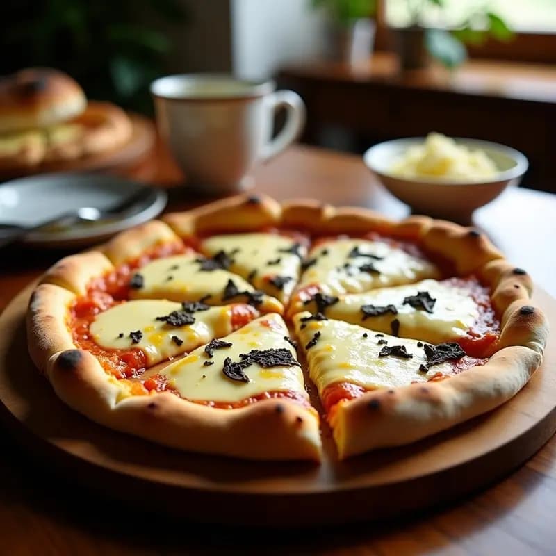 Pizza 4 Quesos con Base de Mascarpone y Toppings de Trufa Negra: Receta de Lujo para Noches de Película