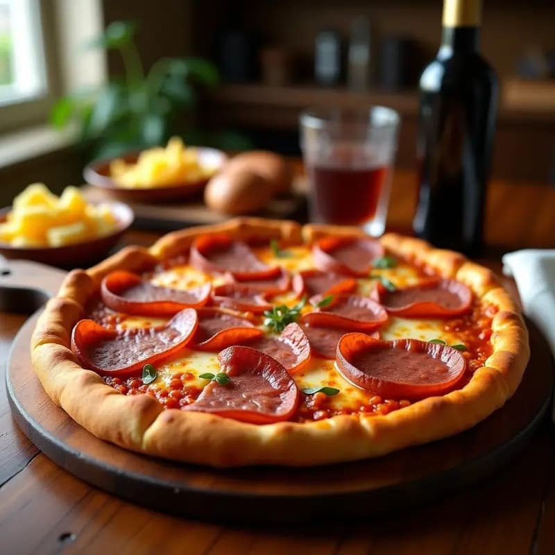 Pizza 5 Carnes con Costra de Mozzarella Frita y Salsa BBQ: Receta de Pizza sobrecargada para un Festín