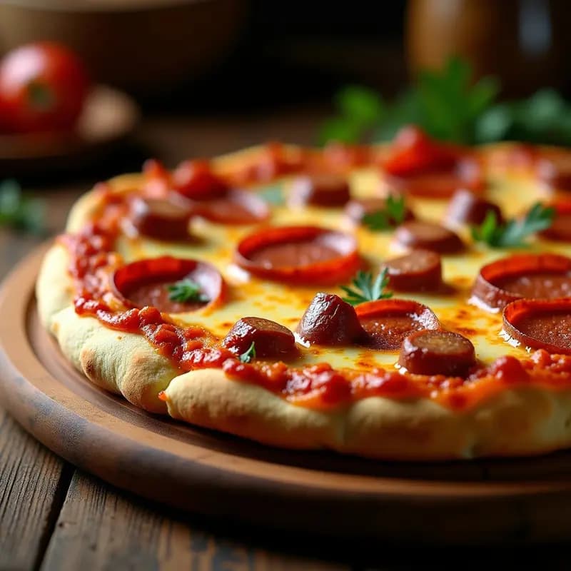 Pizza 5 Carnes con Costra de Queso Mozzarella y Mantequilla de Ajo: Receta para Devorar en una Sentada