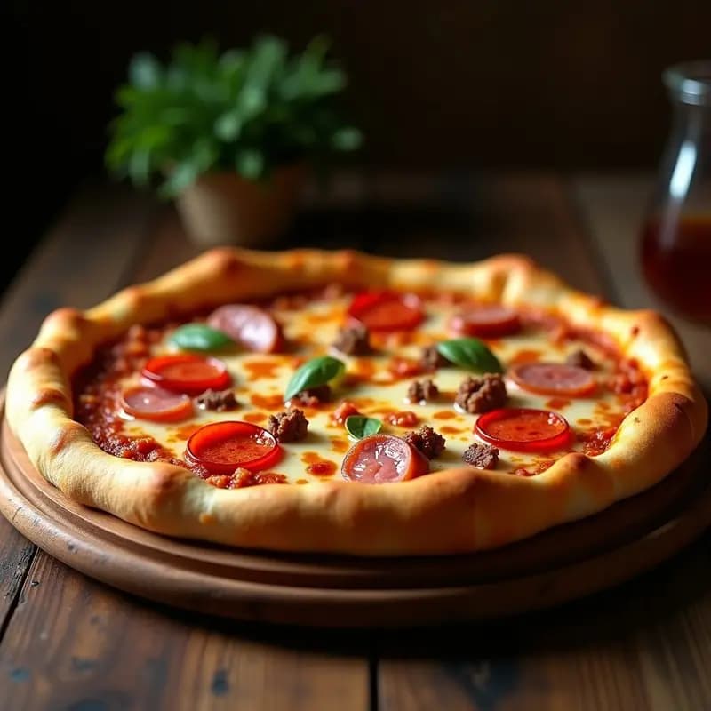 Pizza 5 Carnes con Salsa Alfredo y Costra de Queso Mozzarella y Cheddar: Receta para Amantes de la Grasas