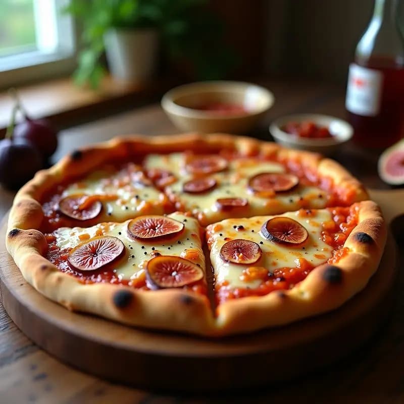 Pizza 5 Quesos con Base de Chorizo y Mermelada de Higos: Explosión de Sabores que Derrite en la Boca