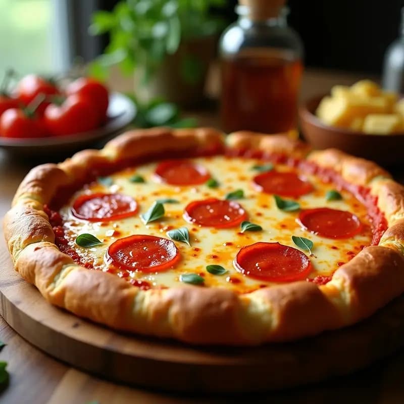 Pizza 5 Quesos con Base de Croissant y Toppings de Pepperoni y Miel Picante: Receta Italiana para Amantes del Exceso