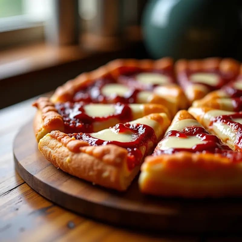 Pizza 5 Quesos con Base de Donut: Receta de Pizza Dulce-Salada con Salsa de Carne y Mermelada de Arándanos
