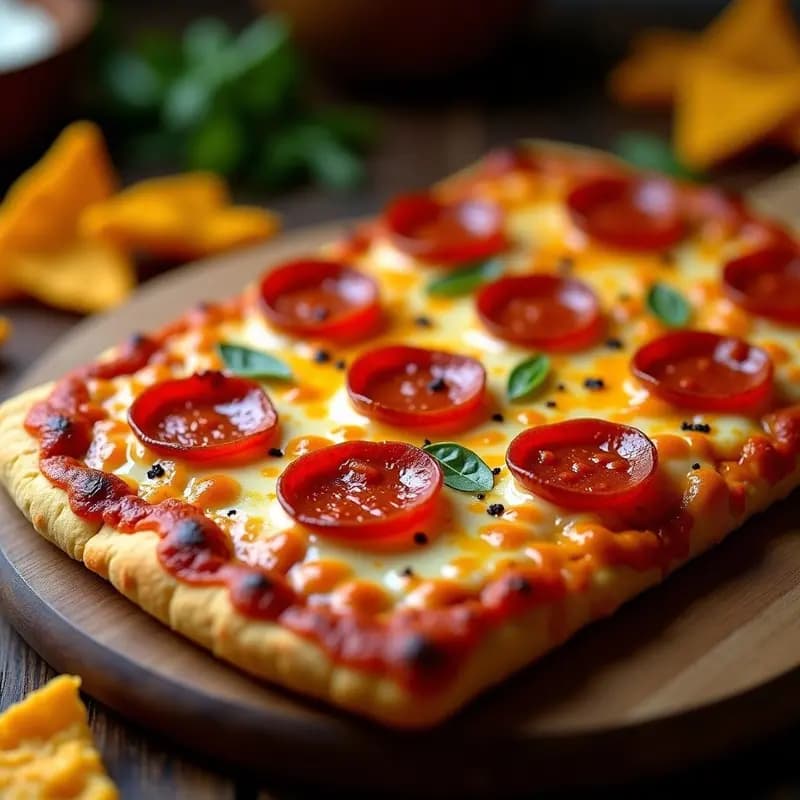 Pizza 5 Quesos con Base de Doritos y Pepperoni Extra: Receta Crujiente para Amantes del Queso