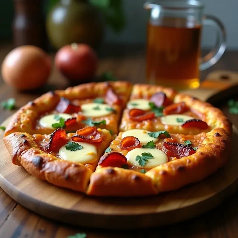 Pizza 5 Quesos con base de Tostada Francesa: Desayuno o cena en un solo plato