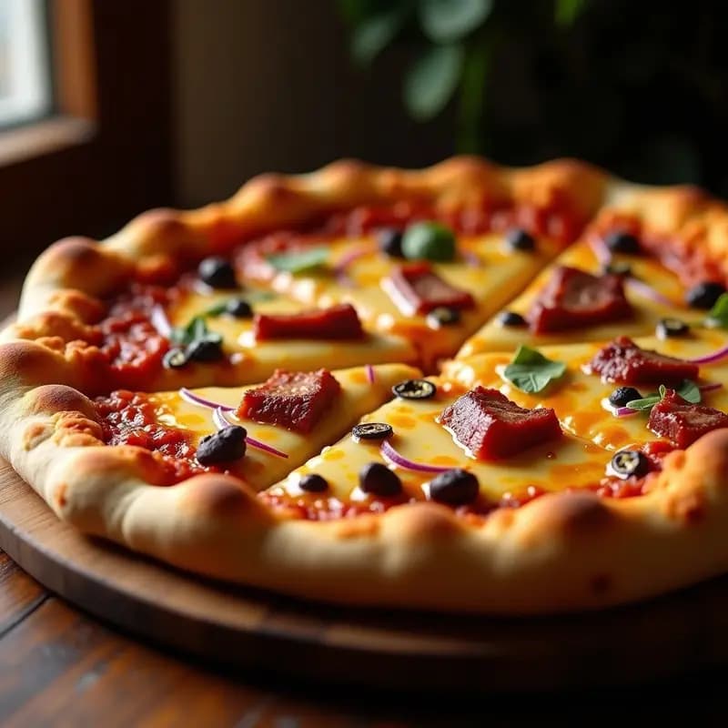 Pizza 5 Quesos y Costillas Ahumadas con Miel Picante: El Sueño Hecho Realidad