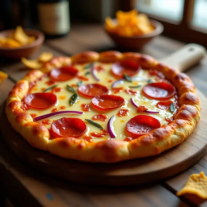 Pizza 5 Quesos con Base de Doritos y Salsa de Barbacoa: El Crunch que te Hará Adicto