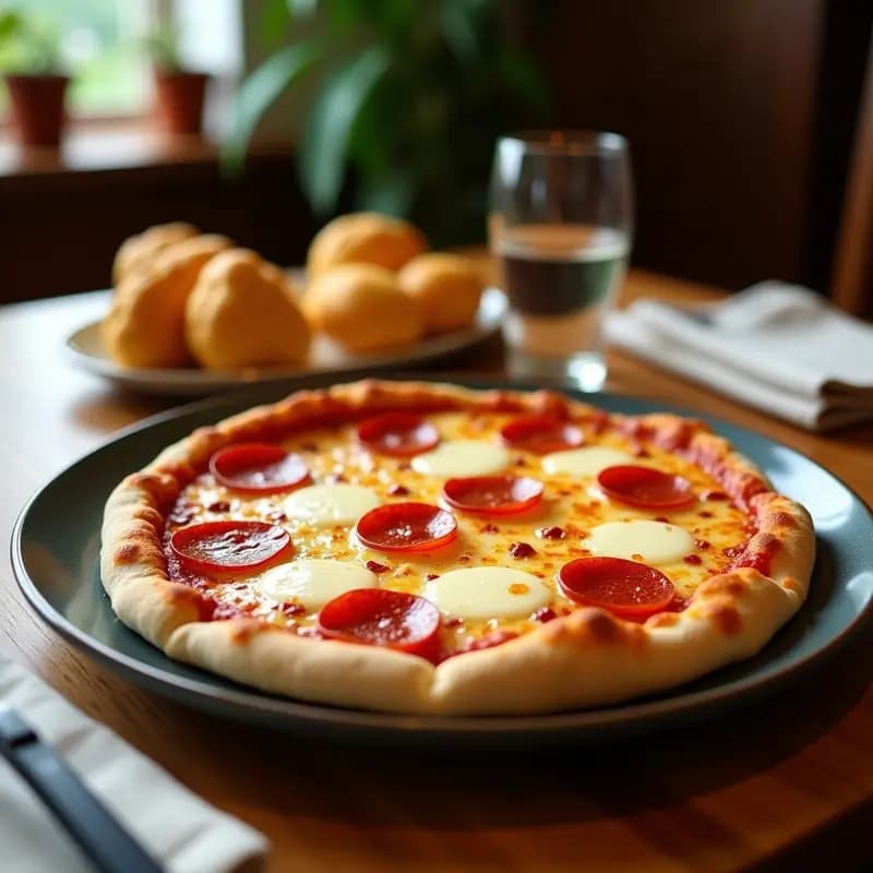 Pizza 5 Quesos con Base de Macarrones Fritos y Toppings de Pepperoni y Miel Picante: Comfort Food Extremo