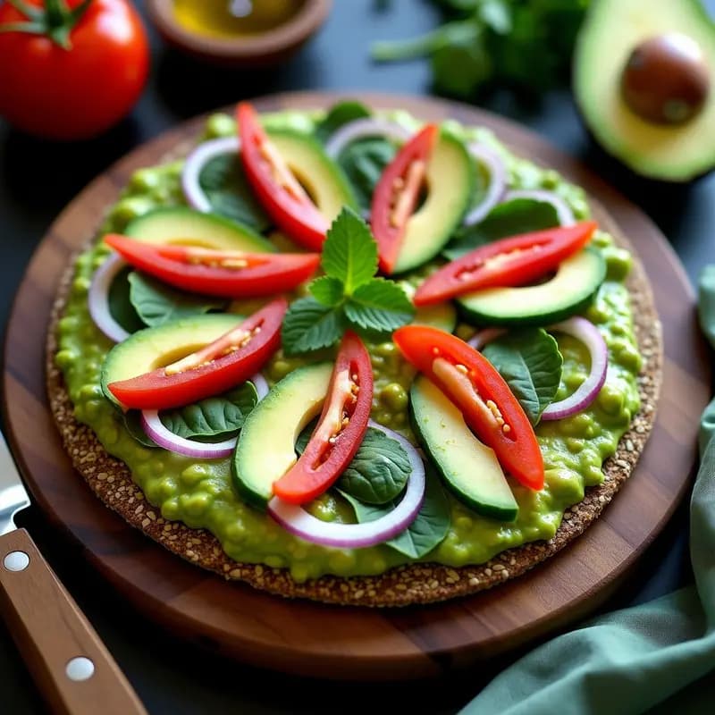 Pizza de Aguacate con Base de Espinacas y Toppings Crunchy: Receta Keto Sin Horno