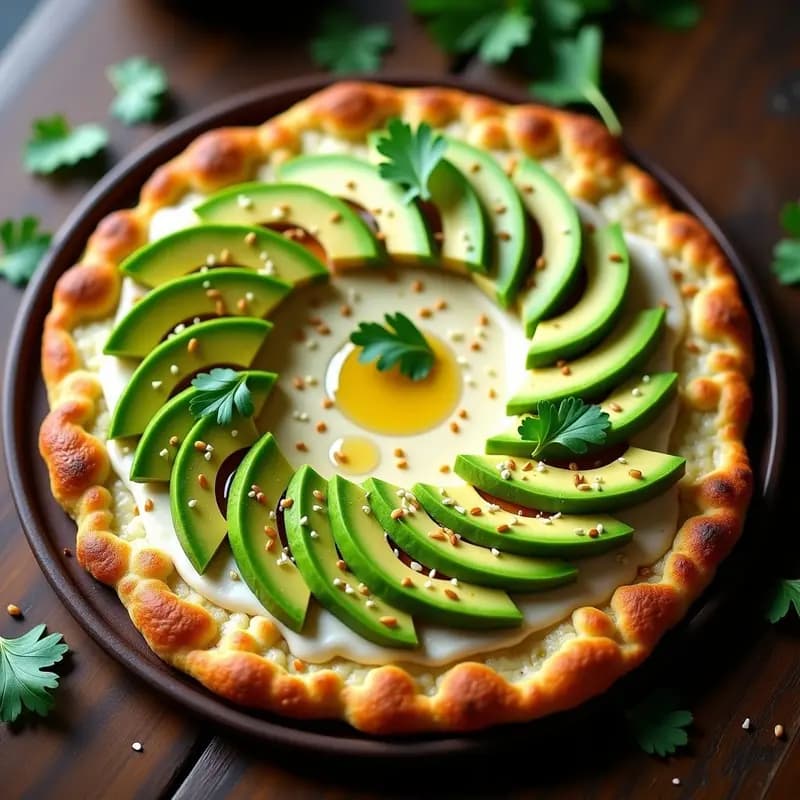 Pizza de Aguacate con Base de Coliflor y Queso de Macadamia: Receta Keto sin Horno