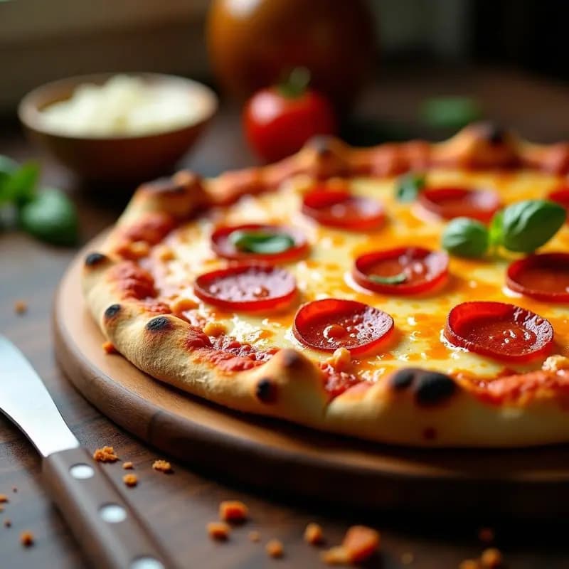 Pizza de Base de Chorizo con Queso Mozzarella, Pepperoni y Salsa de Miel Picante: El Desayuno que Parece un Pecado